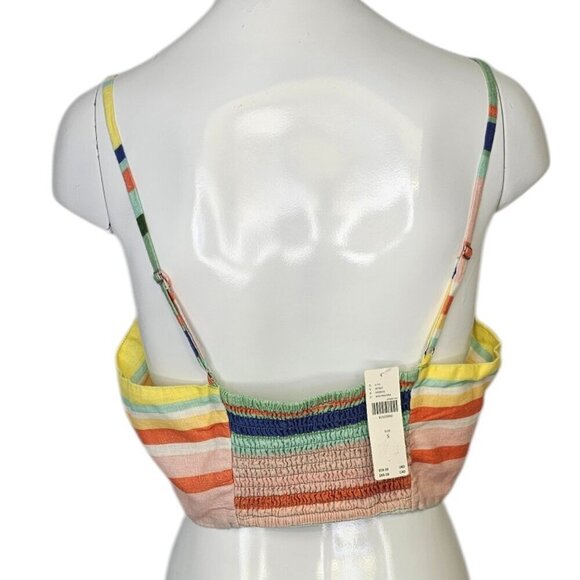 Anthropologie Linen Blend Twist Front Crop Top Size Small Striped NWT - Picture 5 of 6